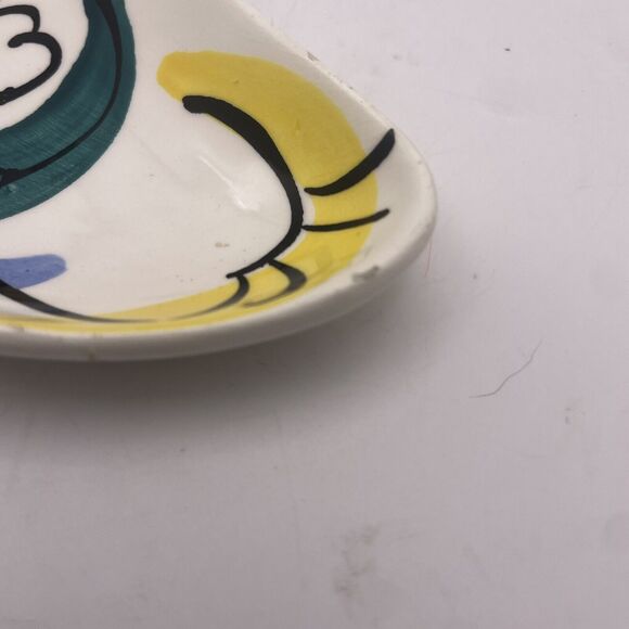 Pair MCM Ceramic Atomic Boomerang Ashtrays Trinket Trays Hand Painted Numbered - Picture 4 of 10